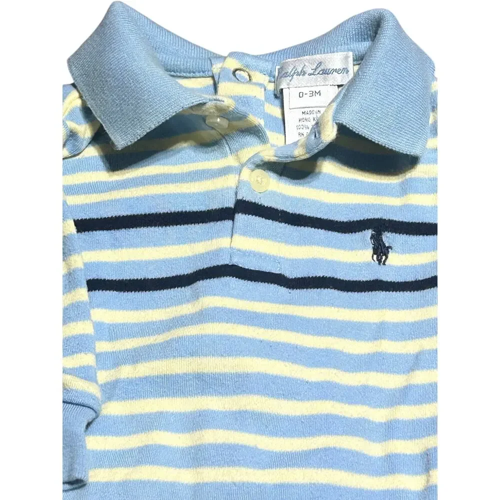 Ralph Lauren Newborn Striped Blue and Yellow one Piece Size 0-3 months